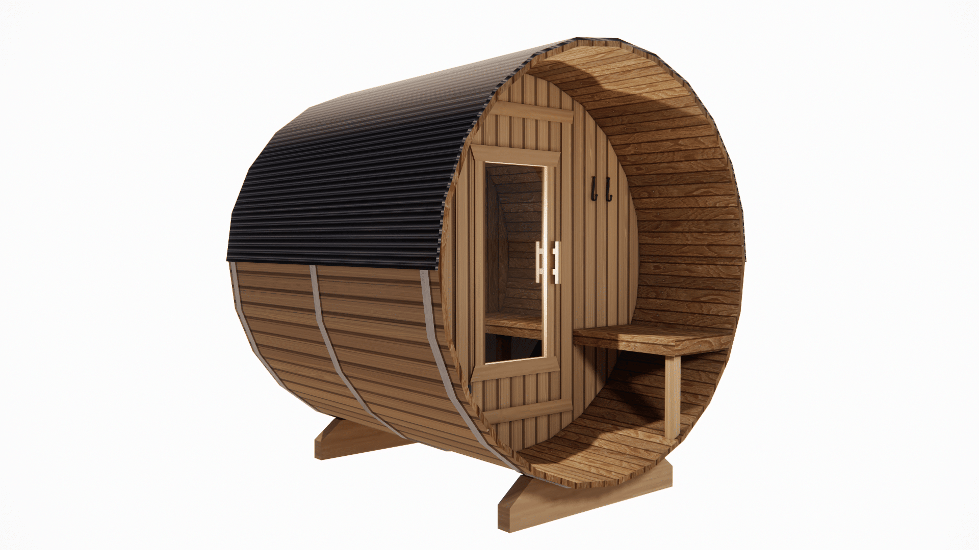 2 Person Cedar Barrel Sauna with Porch – 6ft Long – BnB Barrels