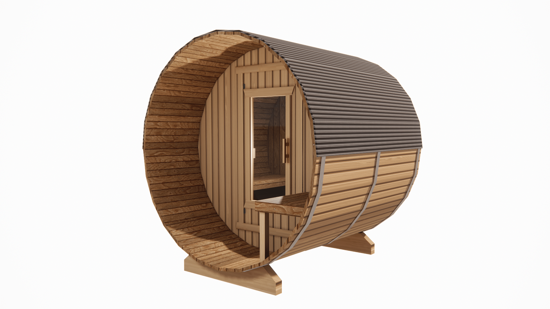 2 Person Cedar Barrel Sauna with Porch – 6ft Long – BnB Barrels