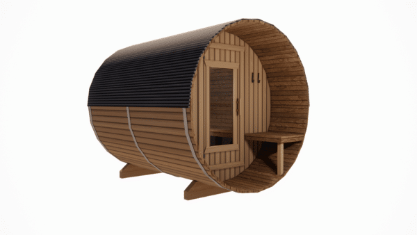 6 Person Cedar Barrel Sauna with Porch  - 10ft - Image 4