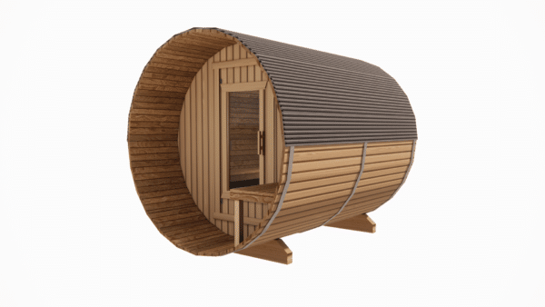 6 Person Cedar Barrel Sauna with Porch  - 10ft - Image 3